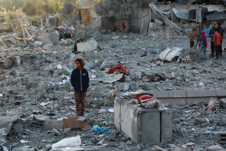 a poor needy girl in the destruction of gaza